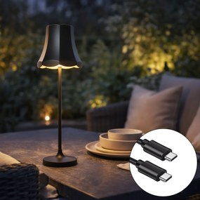 Candeeiro de mesa retro preto recarregável IP44 - Granny