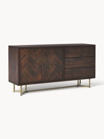 Mango Wood Sideboard Luca with Herringbone Pattern