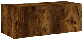 Móvel de parede p/ TV c/ luzes LED 80x35x31 cm carvalho fumado
