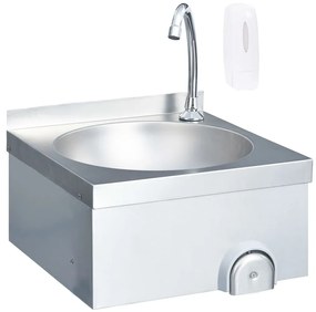 Lavatório com torneira aço inoxidável e dispensador de sabonete