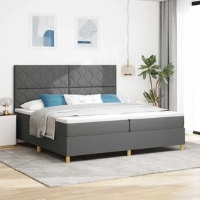 vidaXL Cama Box com colchĂŁo Cinza Escuro 200 x 200 cm tecido