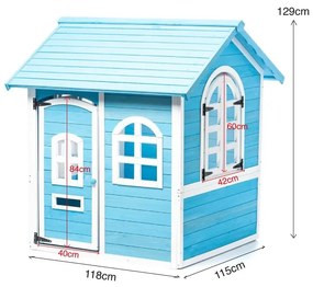 Casa de madeira sustentável para crianças Oceano 118cm x 115cm x 129cm Azul