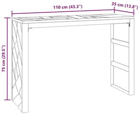 Mesa consola 110x35x75 cm madeira maciça teca