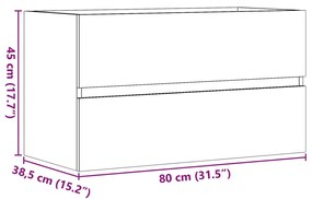 Armário suspenso WC 80x38,5x45cm deriv. madeira cinza cimento