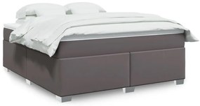 vidaXL Cama com molas/colchão 180x200 cm couro artificial cinza