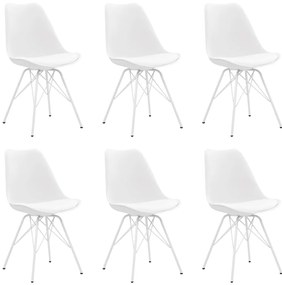 vidaXL Cadeiras de jantar 6 pcs couro artificial branco