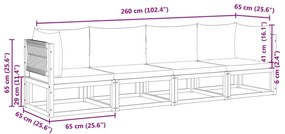 4 pcs conjunto de sofás de jardim com almofadões acácia maciça