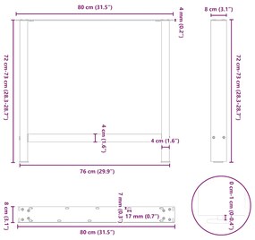 Pés para mesa de jantar antracite 2 peças 80x(72-73) cm aço