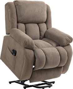HOMCOM Poltrona Elevatória Elétrica, Massagem e Aquecimento, Apoio para Pés, Encosto Reclinável, Controle Remoto, 93x104x100cm, Marrom | Aosom Portugal
