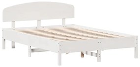 Cama sem colchão 160x200 cm madeira de pinho maciça branco