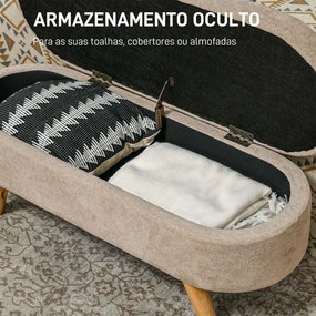 Banco para Pé de Cama Banco de Armazenamento com Pés de Madeira e Assento Acolchoado 110x40x43 cm Bege