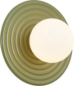 Candeeiro de Parede Retro Verde com Opala Redonda 20cm IP44 - Lila