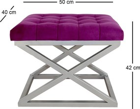 Pouffe Capraz – Silver e Fuchsia – 50 cm x 42 cm x 40 cm