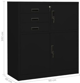 Armário de escritório 90x40x102 cm aço preto