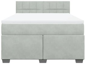 Cama com molas/colchão 160x200 cm veludo cinzento-claro