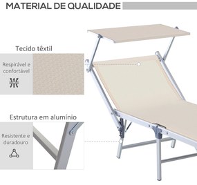 Outsunny Espreguiçadeira Dobrável e Reclinável com Toldo Ajustável em