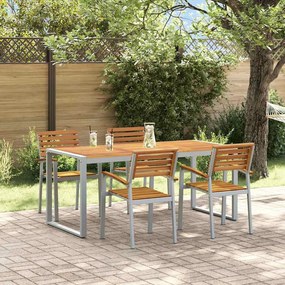 vidaXL Conjunto de Jantar para Jardim 5 pcs Cinzento e castanho