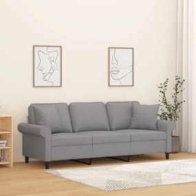 vidaXL Sofá 2 lugares c/ almofadas/almofadões 120cm tecido cinza-claro