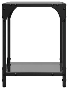 Mesas de centro c/ topo em vidro preto 2 pcs 30x30x40 cm aço
