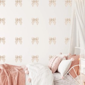 Papel de parede de design para o quarto das crianças - Laços em creme