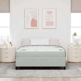 Estrutura da Cama Branco e Cinza Claro 160 x 200 cm Veludo
