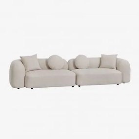 Sofá Modular De 2 Peças Em Chenille Coco Chenille Grossa Branca - Sklum