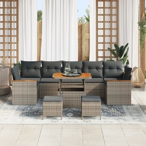 Conjunto de Sofá de Jardim vidaXL de 10 Peças com Almofadas Cinza em V