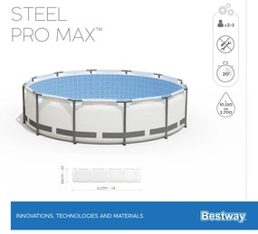 Conjunto Piscina  Bestway Frame Pool Steel Pro™ Ø427 x 84 cm Cinzento