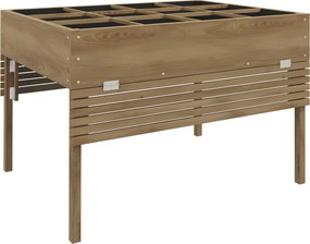 Floreira retangular com pés - 12 compartimentos 122 x 91,5 x 89 cm prateleiras laterais rebatíveis e revestimento em tecido não tecido castanho