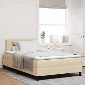 vidaXL Cama Box com colchão com cabeceira Creme 120 x 200 cm tecido
