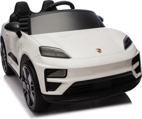 Carro elétrico para crianças até 5 anos Porsche Macan Turbo 12V, com bateria de lítio, Pneus de borracha, Controle remoto Branco