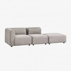 Sofá Modular De Canto Em 2 Peças Com Puff Fogler Bombazina Cinzento Toupeira Claro - Sklum