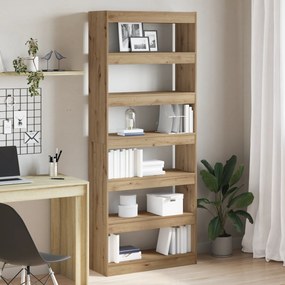 vidaXL Armário de Livros/Divisor de Ambiente em Carvalho Artesanal 80x30x198 cm