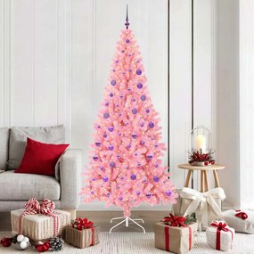 vidaXL Árvore de Natal com 300 LEDs com suporte Rosa 180 cm PVC