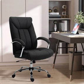 Cadeira de escritório, cadeira de escritório ergonómica, altura ajustável, encosto alto, função de balanço, 65x78x118 cm, preta