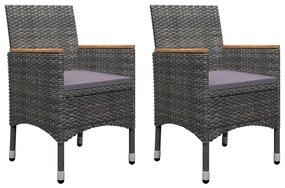 3 pcs conjunto de jantar para jardim cinzento