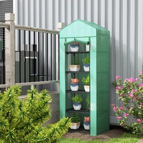 Estufa de jardim com 5 prateleiras, 0,69 x 0,49 x 1,93 m, em aço com lona removível em PE verde