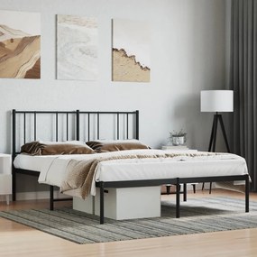 Estrutura de cama com cabeceira 120x190 cm metal preto