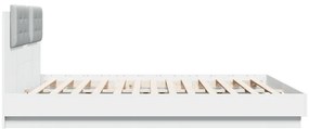 Estrutura de cama com cabeceira e luzes LED 160x200 cm branco