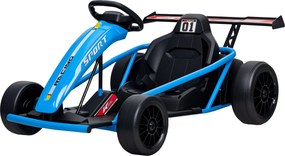 Kart elétrico GoKart para crianças, com 2 motores de 24 V, modo de derrapagem a 13 km/h, 119 x 77 x 54 cm, azul