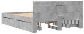 Estrutura de cama c/ cabeceira derivados madeira cinza-cimento