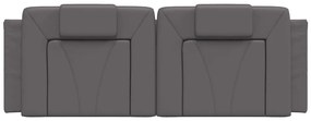 Almofadão de cabeceira 140 cm couro artificial cinzento