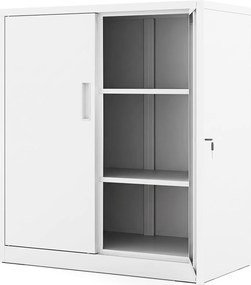 Armário de Armazenamento com 2 Portas, 80 x 40 x 91 cm, Prateleiras Reguláveis, Branco