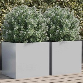 Vasos/floreiras 2 pcs 42x40x39 cm aço galvanizado prateado