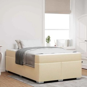 vidaXL Estrutura da Cama com colchão Creme 120 x 190 cm tecido