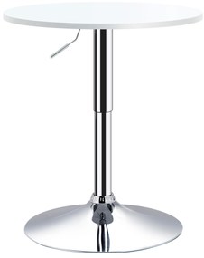 HOMCOM Mesa de bar ajustável em altura com base redonda e antideslizante para cozinha sala de jantar Ø60x69-93 cm Branco