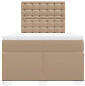 Cama boxspring c/ colchão 120x190cm couro artificial cappuccino