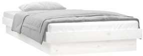 Estrutura de cama c/ luzes LEDs 100x200cm madeira maciça branco