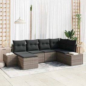vidaXL Conjunto de Sofá de Jardim com Almofadas Cinza de Rattan Poliéster