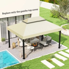 Toldo de Substituição para Pérgola 4x3 m (NÃO INCLUIDA) Toldo para Pérgola com Teto Duplo e Proteção UV 30+ Creme